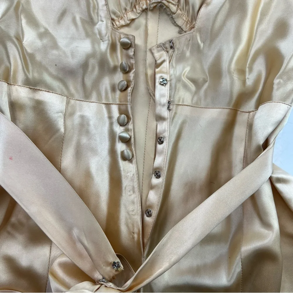 Vintage 90s 80s women’s yellow rose puff sleeve  mini dress M L76-27 - Picture 10 of 10